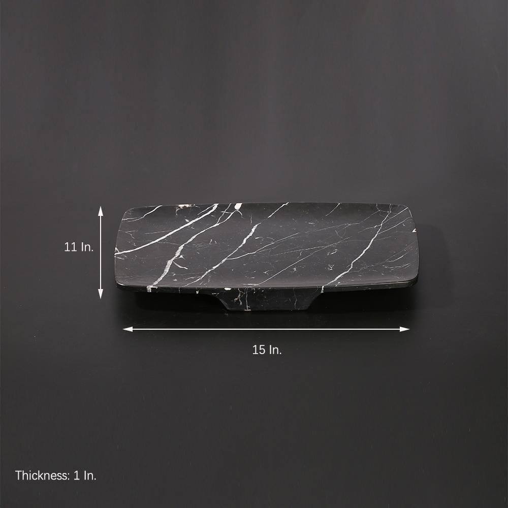 Marble Long Oval Serving Tray Fruit Tray Large Seafood Platter Black