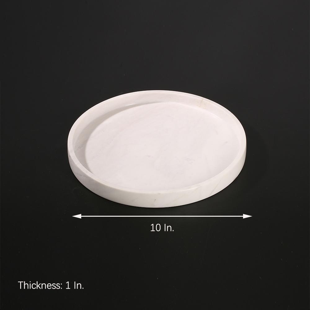 Marble Round Serving Tray for Tea Coffee Decorative Tray White
