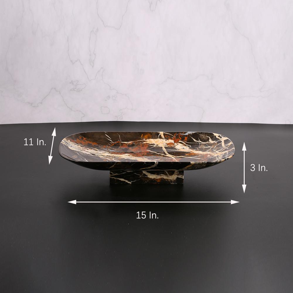 Marble Long Food Serving Tray Kitchen Desk Fruit Tray Sushi Plate Black Gold