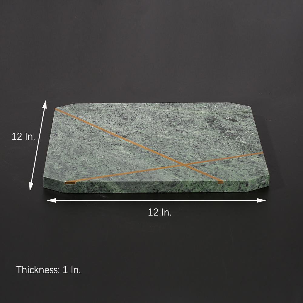 Square Light Green Marble Dinner Plates Modern Farmhouse Flat Dinner Plates