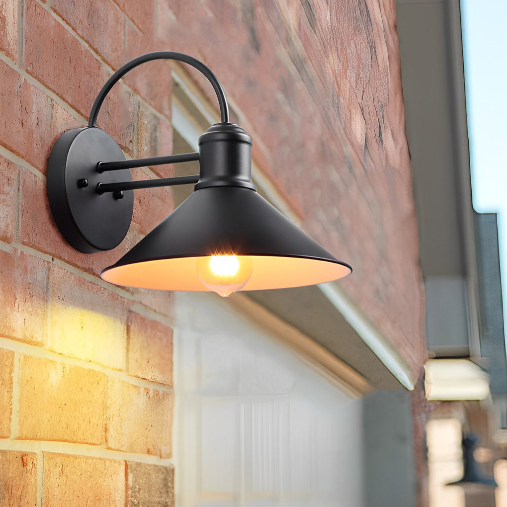 Retro Conical Iron Waterproof Industrial Style Outdoor Wall Lamp Exterior Lights | Dazuma