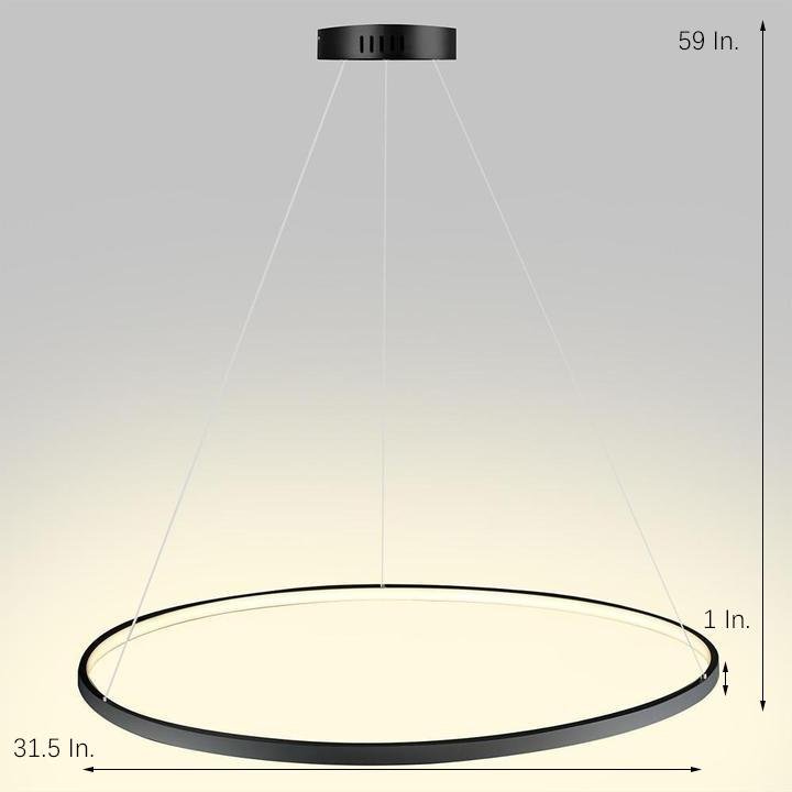 Round Geometric 30-Watt Single Ring Integrated LED Modern Bedroom Pendant