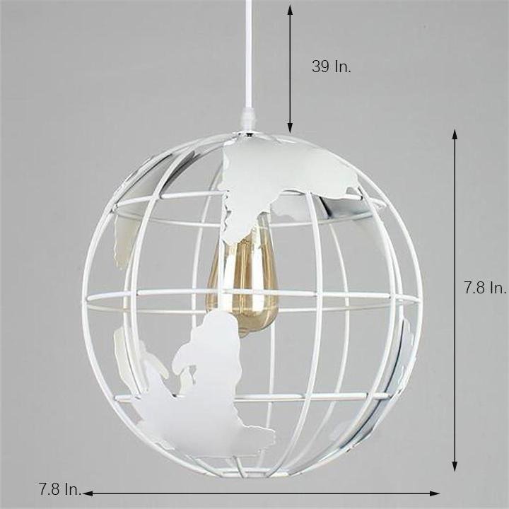 8'' Globe-shaped World Map LED Retro Pendant Lights Hanging Ceiling Lights
