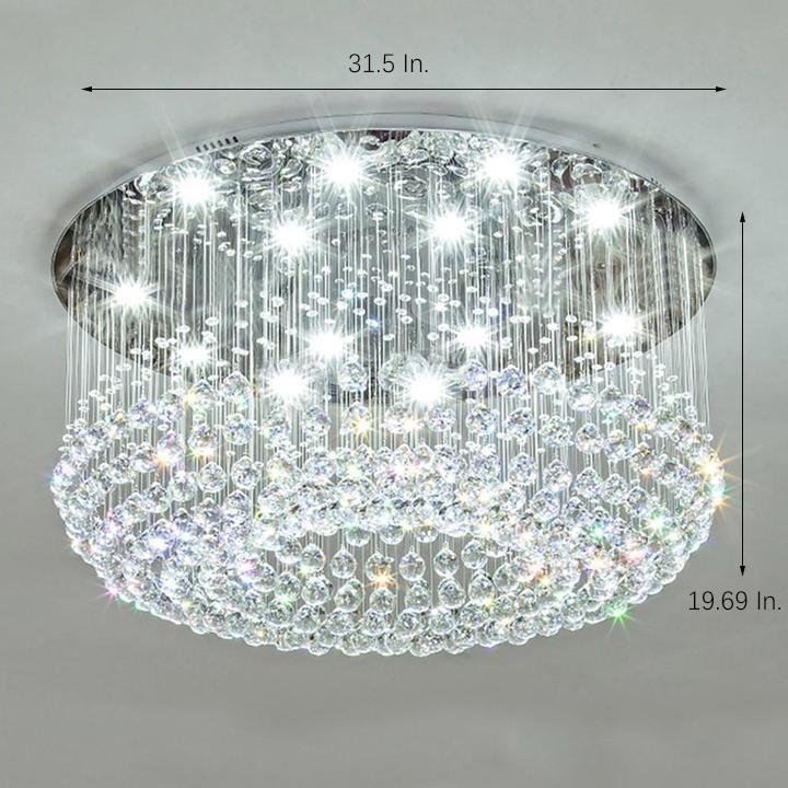 Country Classic Crystal LED Chandelier Drum Chandelier for Living Room