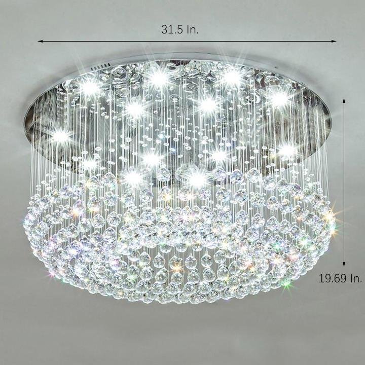 Glass - cicles Crystal LED Chandelier Drum Flush Mount Chandelier