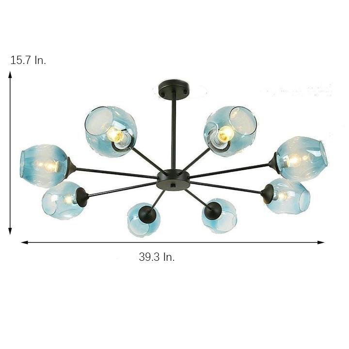 Classic Sputnik Chandelier Metal See Glass Chandeliers with 8 LED Lights