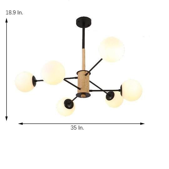 Mini Style 6 Lights Glass LED Modern Sputnik Chandelier Pendant Light