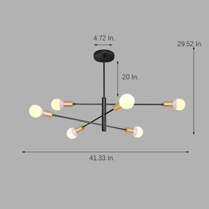 Luxurious 6 - Light Sputnik Chandelier with E27 Bulb Base - 41'' Dia x 31'' H