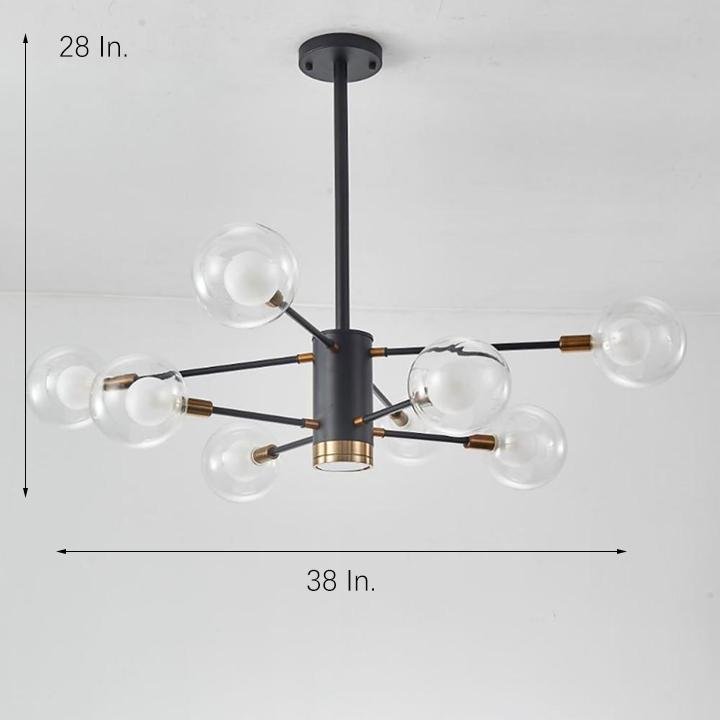 8-light Glass LED Modern Sputnik Chandelier Hanging Lamp Island Lights