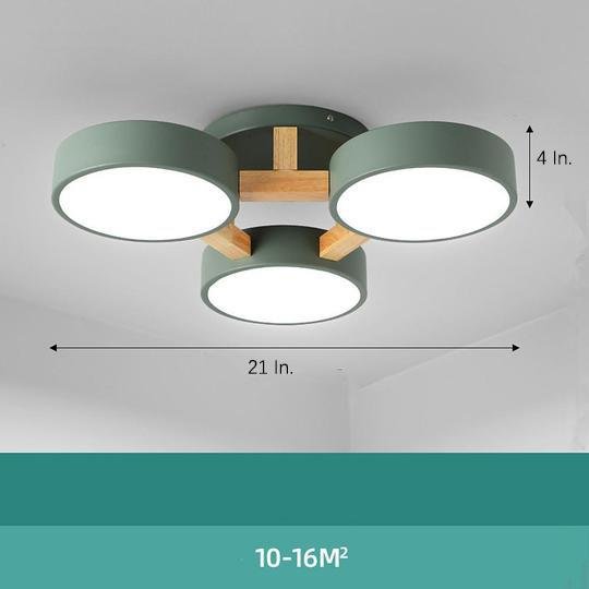 3 Circle Flush Mount Ceiling Light Metal Wood LED Light