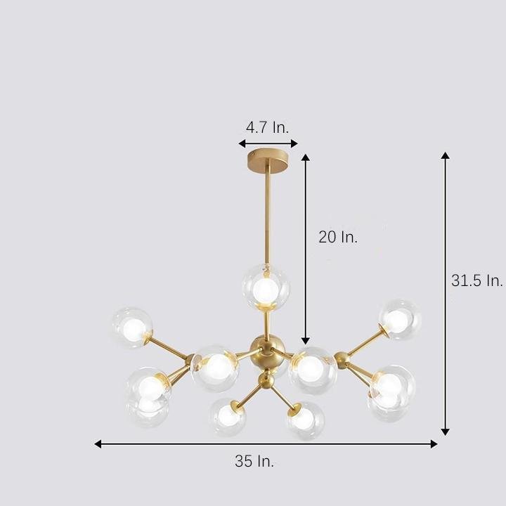 Radiant Beauty 12 - Light Sputnik Semi Flush Fixture Chandelier
