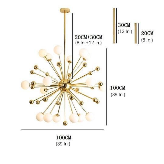 Nordic Globe Sputnik Chandelier Modern Gold Living Room Chandelier 18 Bulbs