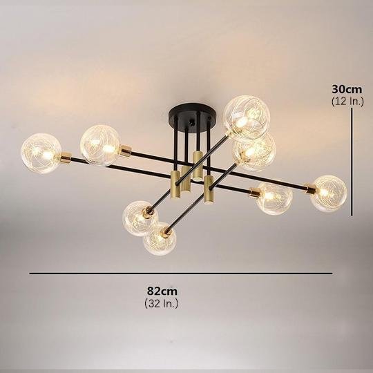 8 - light Electroplated Metal Glass LED Modern Flush Mount Lighting