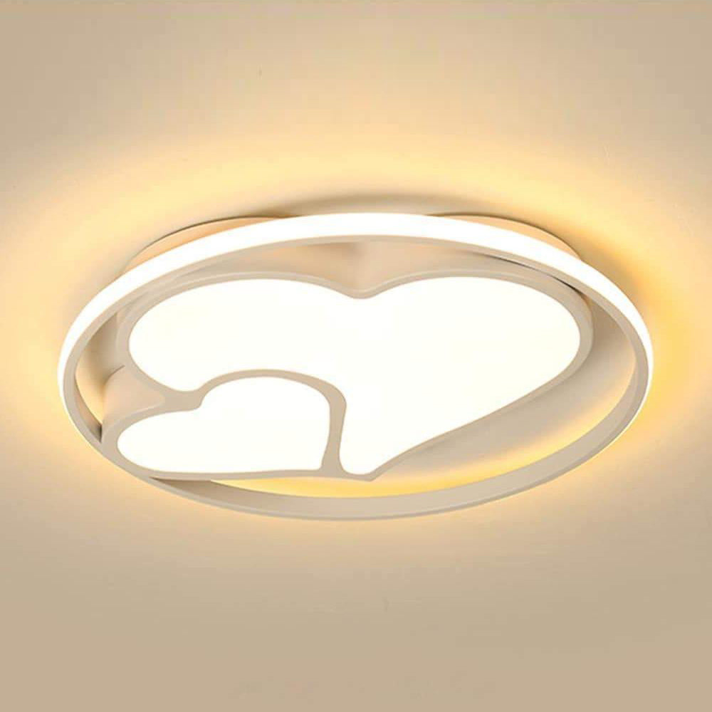 2 Heart Circle Dimmable LED Modern Flush Mount Ceiling Light with Remote