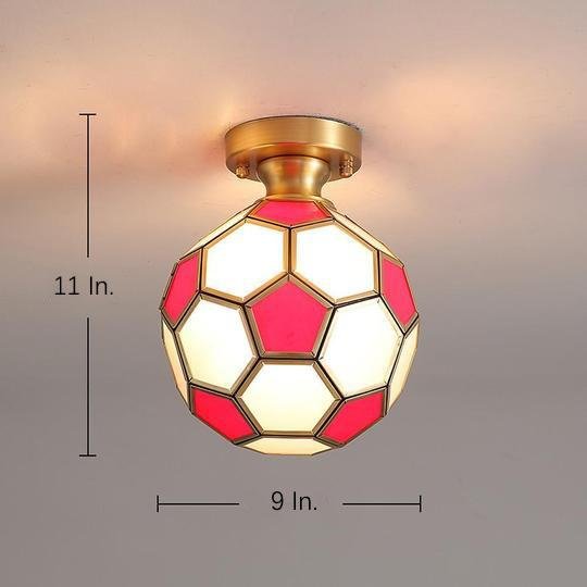 Football Electroplated Copper Glass LED Modern Ceiling Lights Flush Mount Lighting