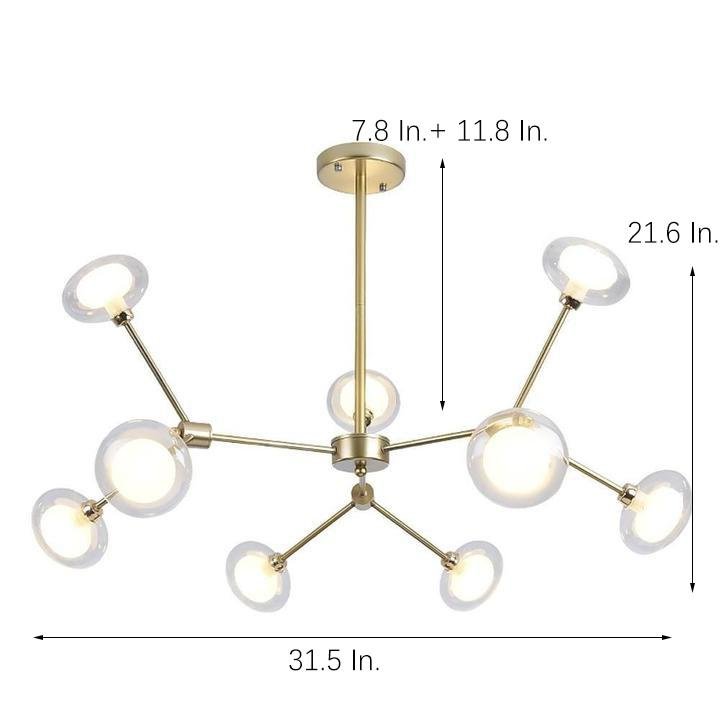 9-light Glass LED Nordic Sputnik Chandeliers Hanging Ceiling Lights
