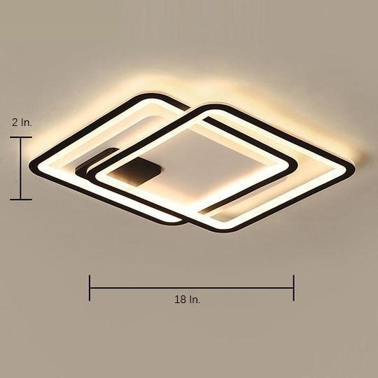 Overlapping Square Dimmable LED Electroplated Modern Ceiling Lights Flush Mount Lighting