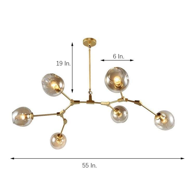Nordic Contemporary Sputnik Chandelier for Living Room Blown Glass Chandeliers 6 Bulbs