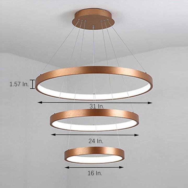 Acrylic Bronze 3 - Tier Ring Chandelier Dimmable LED, 59" Adjustable Pendant Lights