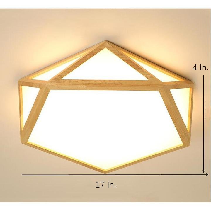 Geometric Shape Rustic Flush Mount Ceiling Light Bamboo Acrylic LED Light