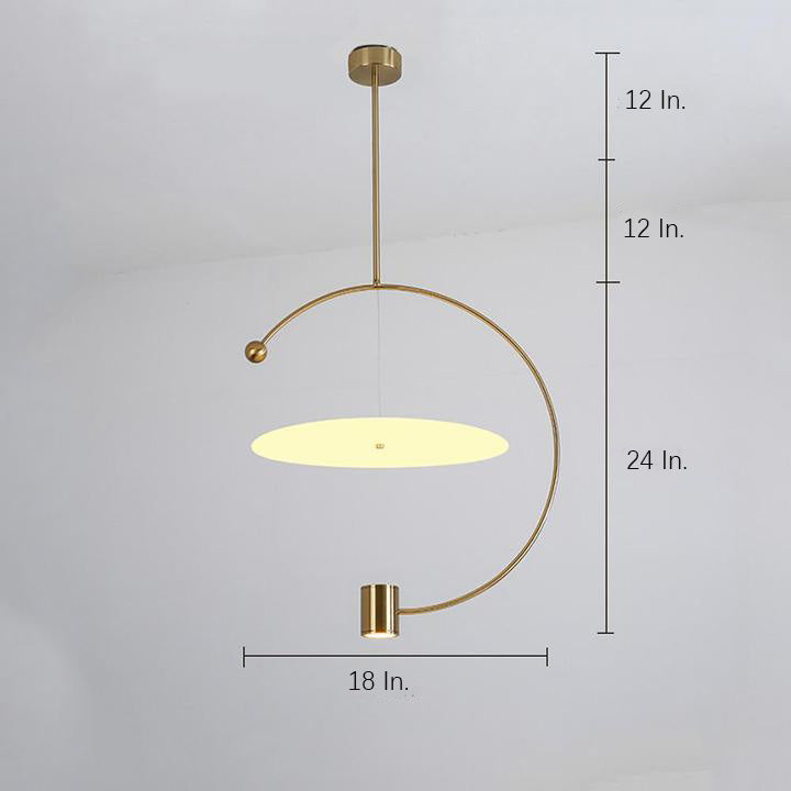 Electroplated Metal Semi Circular LED Gold Nordic Pendant Lighting