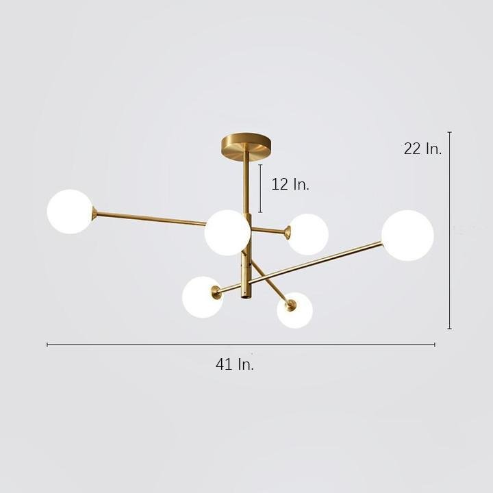 6 - light LED Electroplated Glass Gold Modern Pendant Lighting Ceiling Lights