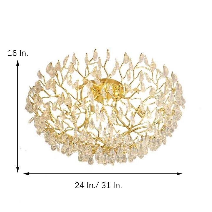 Crystal Contemporary Chandeliers Gold Bedroom Chandelier with10 LED Bulbs