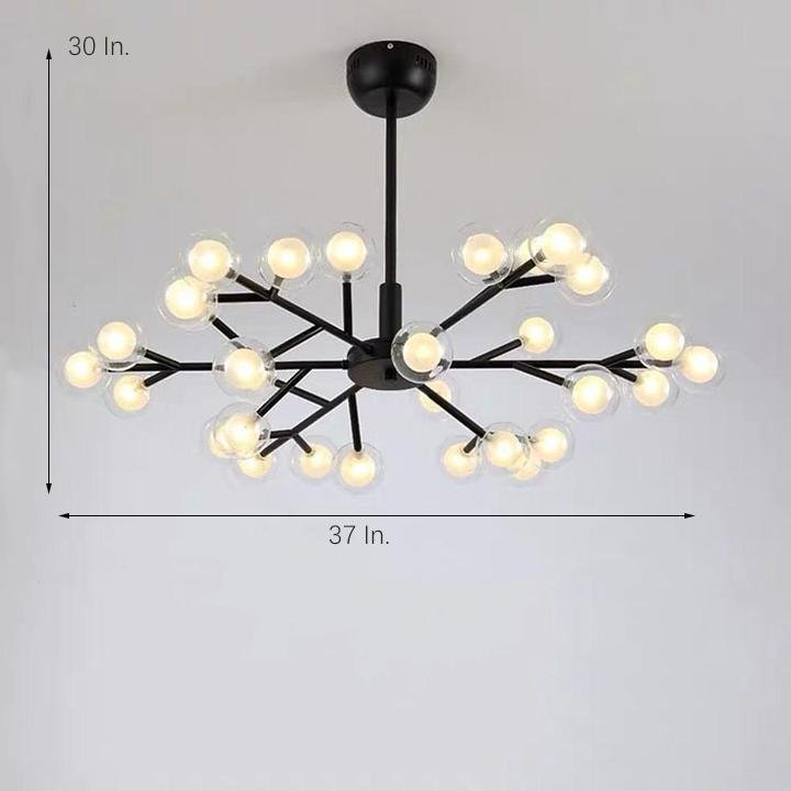 Novelty Iron Chandelier with 30-Light glass orbs bubble, 33'' Wide, LED Lighting