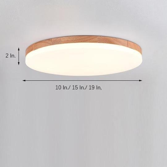 Circular Minimalist Flush Mount Dining Room Light Bamboo Acrylic LED Ceiling Lights