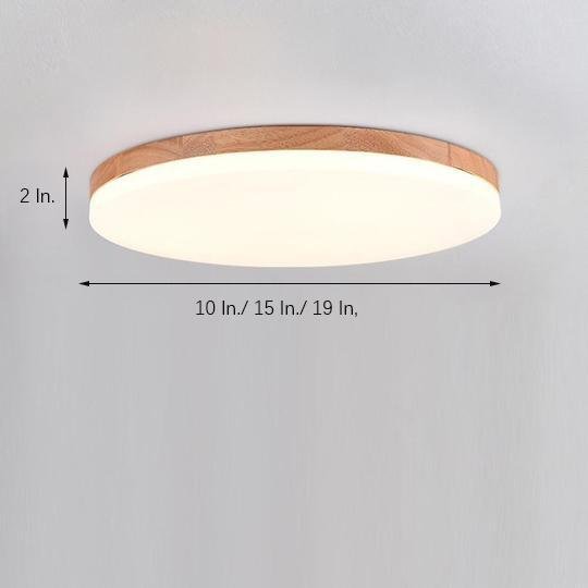 Circular Minimalist Flush Mount Dining Room Light Wood Acrylic LED Ceiling Lights