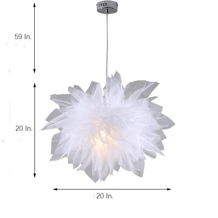 20'' Fabric Flower Design Electroplated Metal LED Modern Pendant Lights