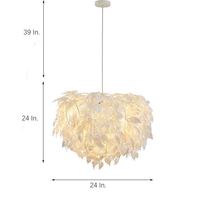 Novelty Modern Feather Design Chandeliers Metal Fabric Ceiling Light 4 Bulbs