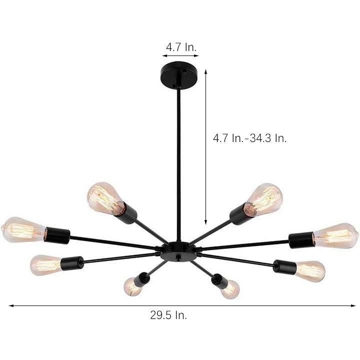 Mid - Century Sputnik Semi - Flush Mount Bedroom 193sq ft - 269sq ft Illumination Area Ceiling Light
