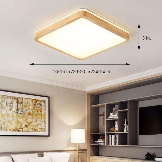 Circular Kitchen Flush Mount Lighting Bamboo Acrylic LED Living Room Ceiling Lights