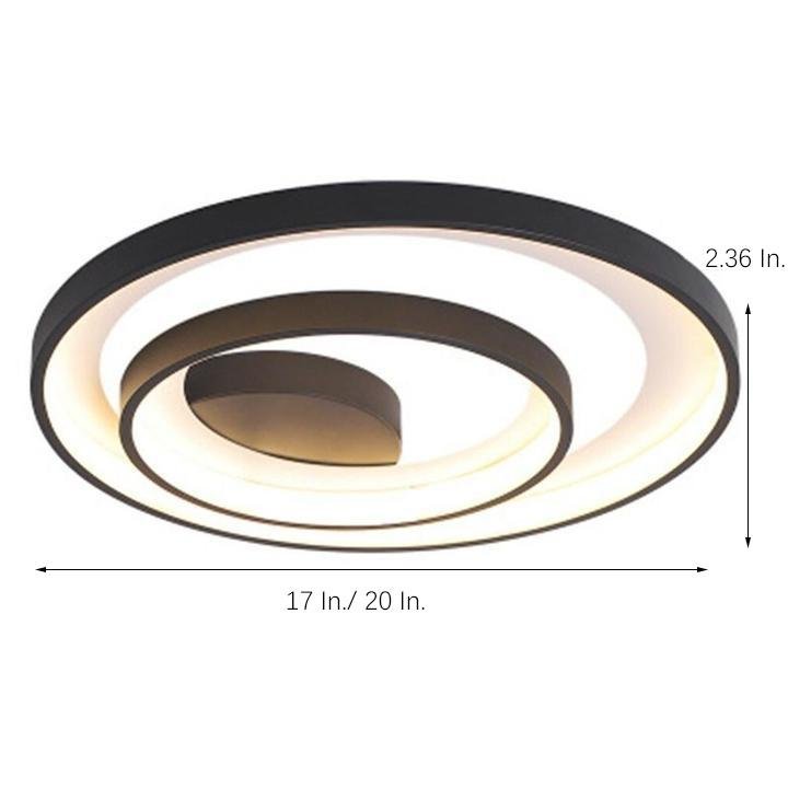 2-Light 2-Ring Semi-Flush Mount Ceiling Light LED Elegant Silica Gel Bedroom Light