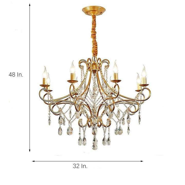 8-LED Light Farmhouse Chandelier Candle Chandelier Crystal Industrial Chandeliers for Dining Room