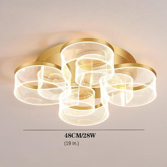 Waved Pattern Flush Mount Ceiling Light Ornate Metal Crystal LED Light