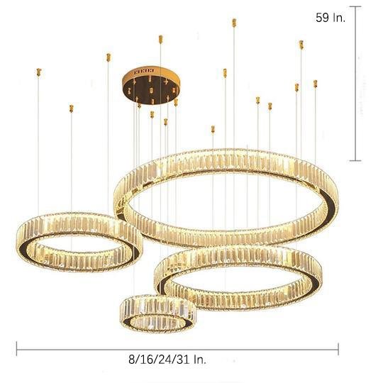 4-Ring Gold Large Chandeliers for Foyer Modern Crystal Chandelier