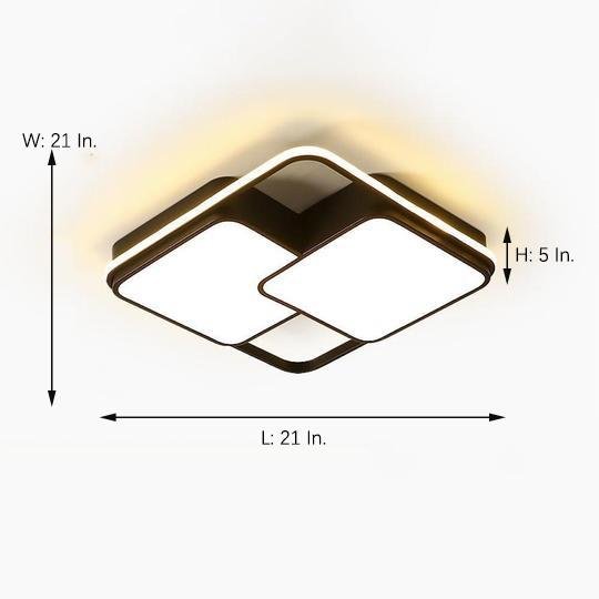 3 Square Dimmable LED Black Modern Ceiling Light Flush Mount Lighting