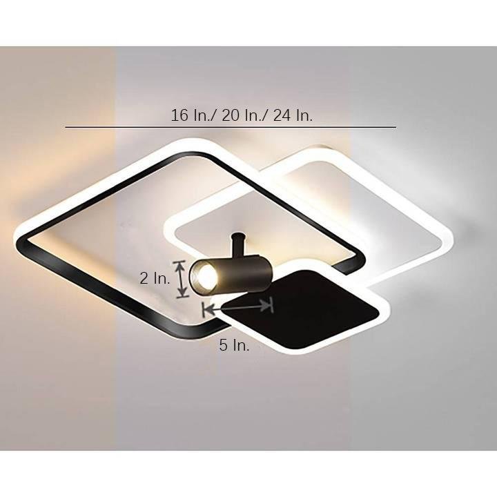 3 Square Metal LED Flush Mount Ceiling Light for Bedroom