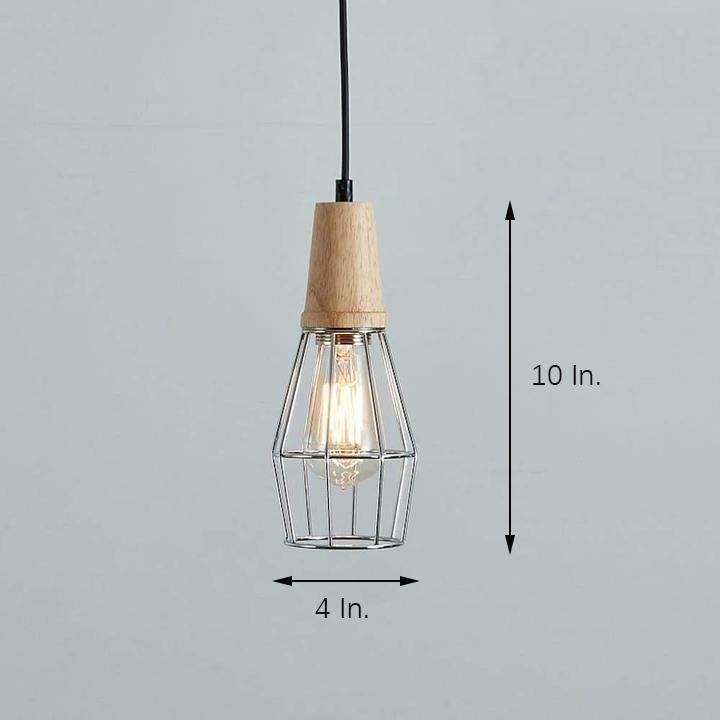 Antique Lantern Pendant Light Vintage Metal Wood Bamboo LED Ceiling Light