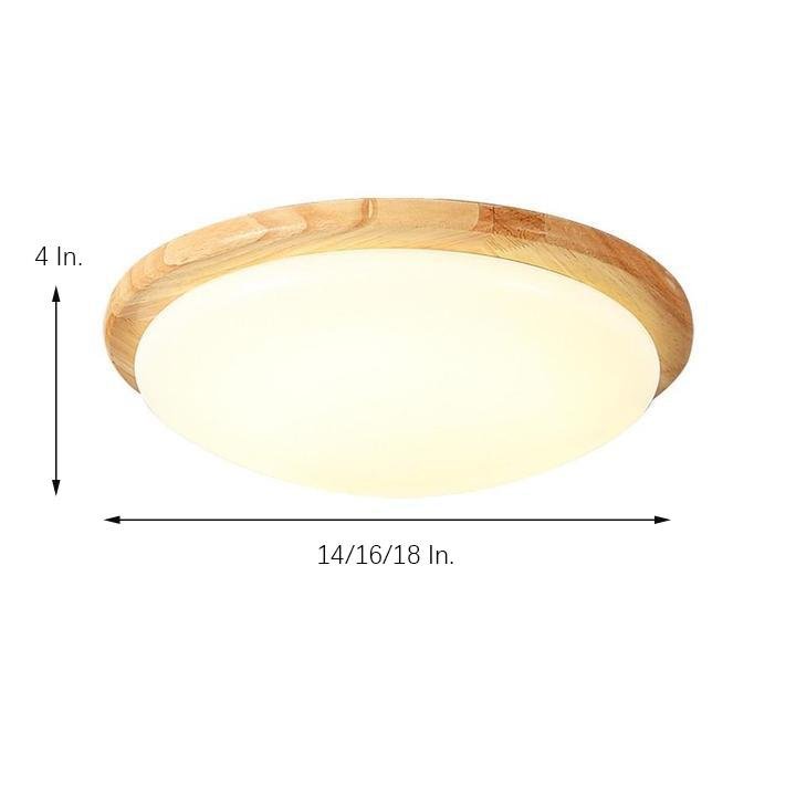 14'' LED Dimmable Wood Flush Mount Light Nordic LED Bedroom Ceiling Lights
