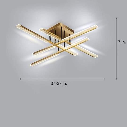 Linear Display Ornate Metal LED Flush Mount Ceiling Light for Living Room