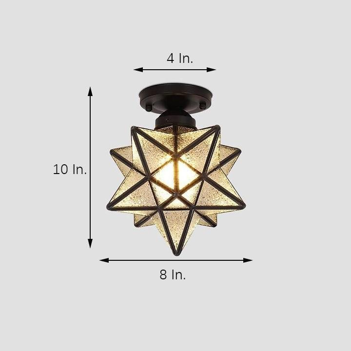 Geometric Multi Pointed Star Pendant Light Metal Glass Entryway Lighting