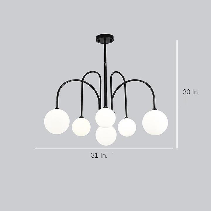 8-Light Curved Metal Glass Globes LED Nordic Chandeliers Pendant Lighting