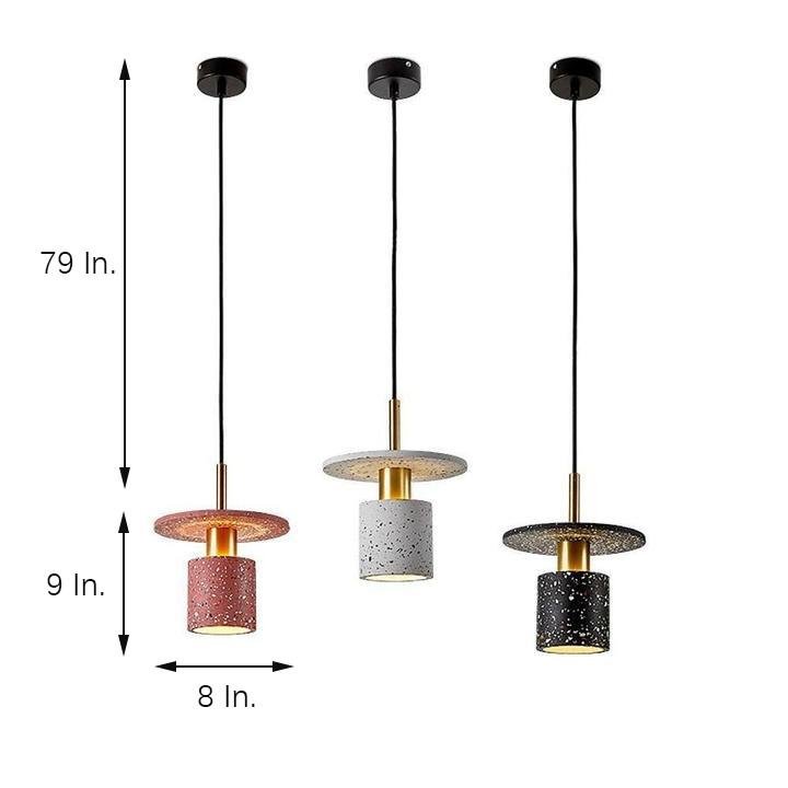 Terrazzo - Inspired Cement Cylinder LED Pendant Lights Modern Island Lighting
