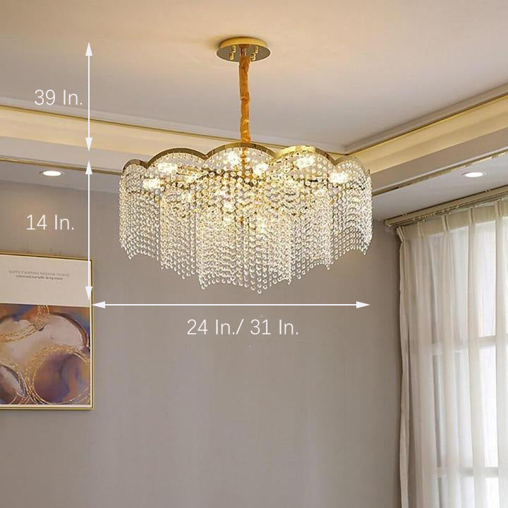 Modern Gold Crystal Chandelier Electroplated Metal LED Modern Light