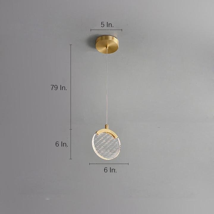 Artistic Circular Acrylic Copper LED Nordic Pendant Lighting Hanging Lamp