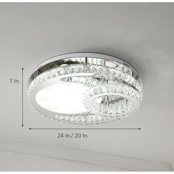 Overlapping Circles Crystal Stainless Steel Flush Mount LED Lights Bedroom Ceiling Lights