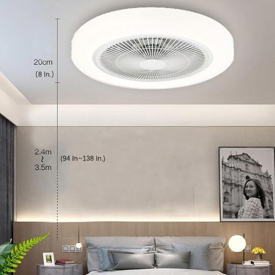 Rounded Linear Flush Mount Bladeless Ceiling Fans with Lights LED Living Room Ceiling Lights